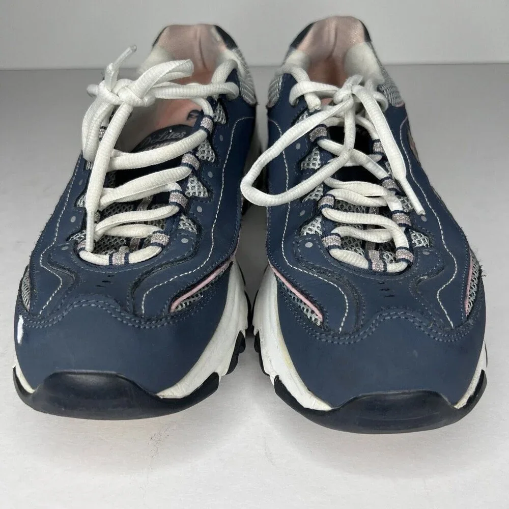 Skechers D'lites Sport Walking Sneaker Womens Size 10 Blue Suede-Look Shoes
